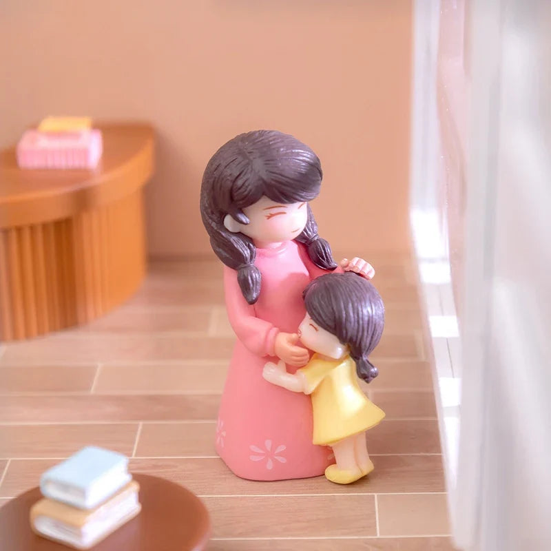 DIY Miniature Figurines Mother & Daughter Desktop Ornament Miniature Figurine Qme