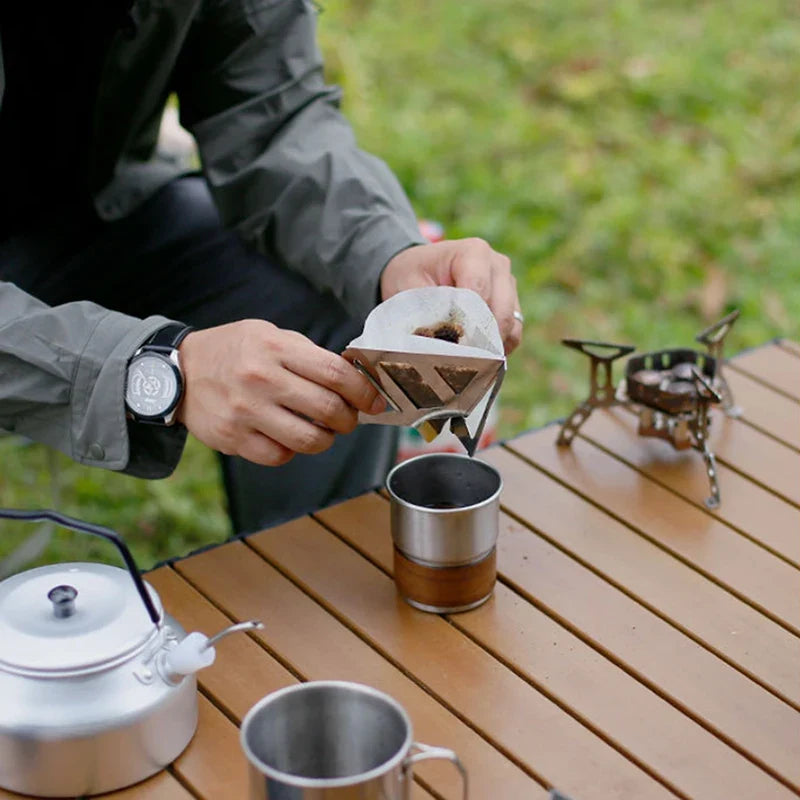Portable Stainless Steel Coffee Drip Rack & Filter – Camping Coffee Drip Filter Qme