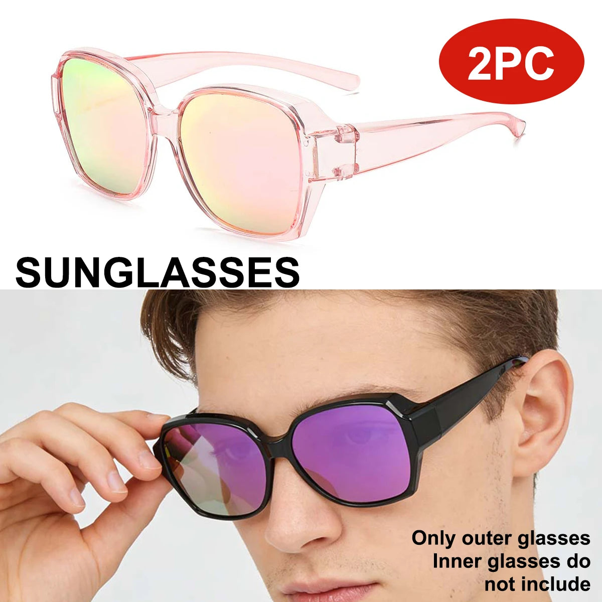 VOPHA Fit Over Sunglasses Polarized UV400 Square Wrap Fit Over Sunglasses Qst 2pc
