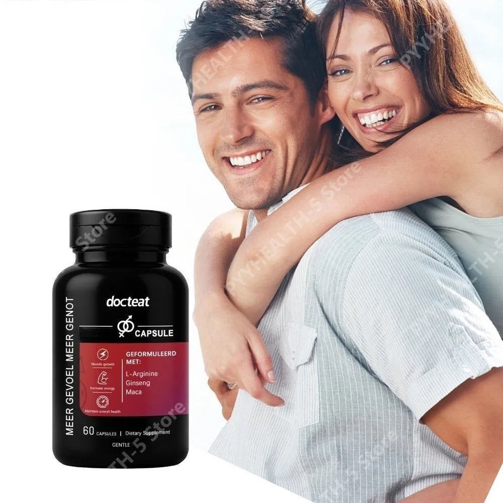 Docteat Men's Herbal Capsules – L-Arginine, Ginseng & Maca 60CT Herbal Wellness Capsules Qst