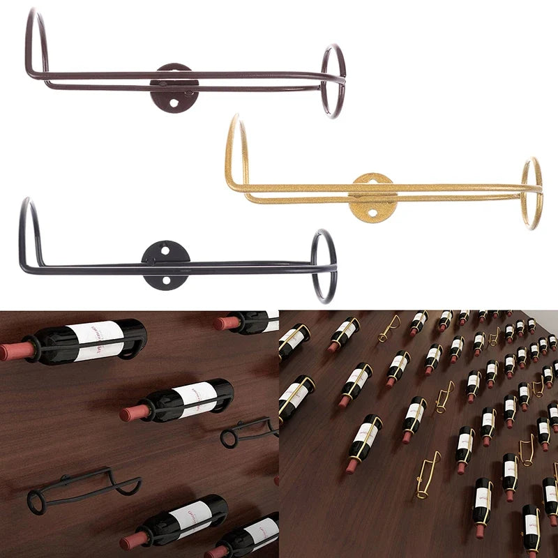 Wall-Mounted Iron Wine & Champagne Bottle Holder Display Rack Wall Wine Rack Qme