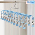 20-Clip Stainless Steel Sock & Underwear Drying Rack Laundry Drying Rack Qme C