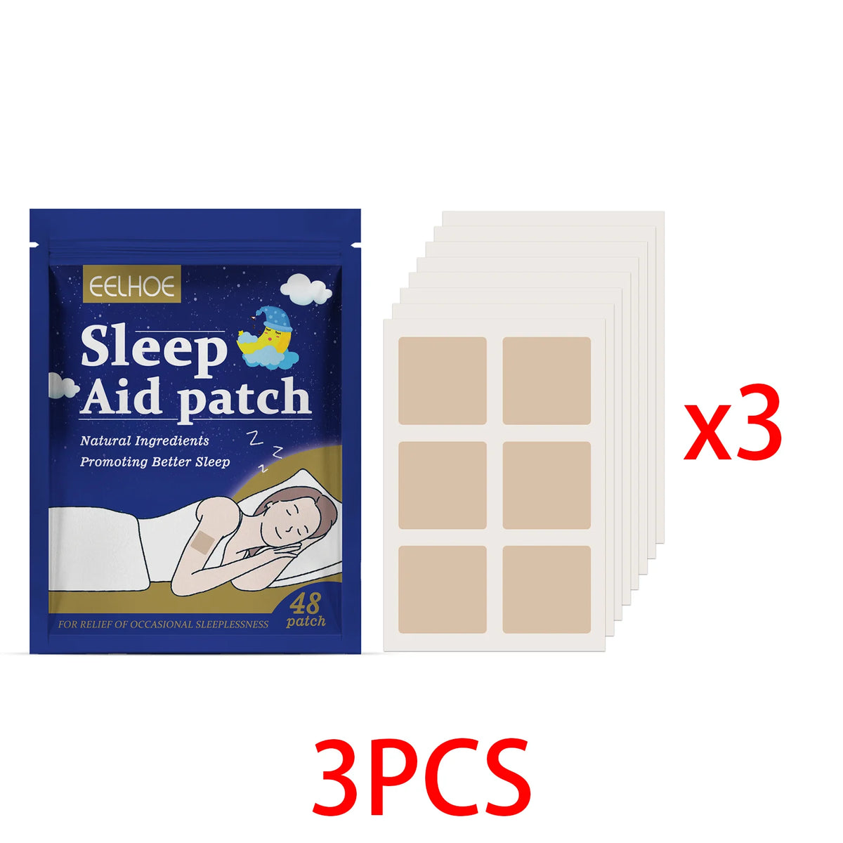 Lavender Calming Sleep Patches – 48 Pc Nighttime Body Stickers Calming Sleep Patch Qst 3Bag