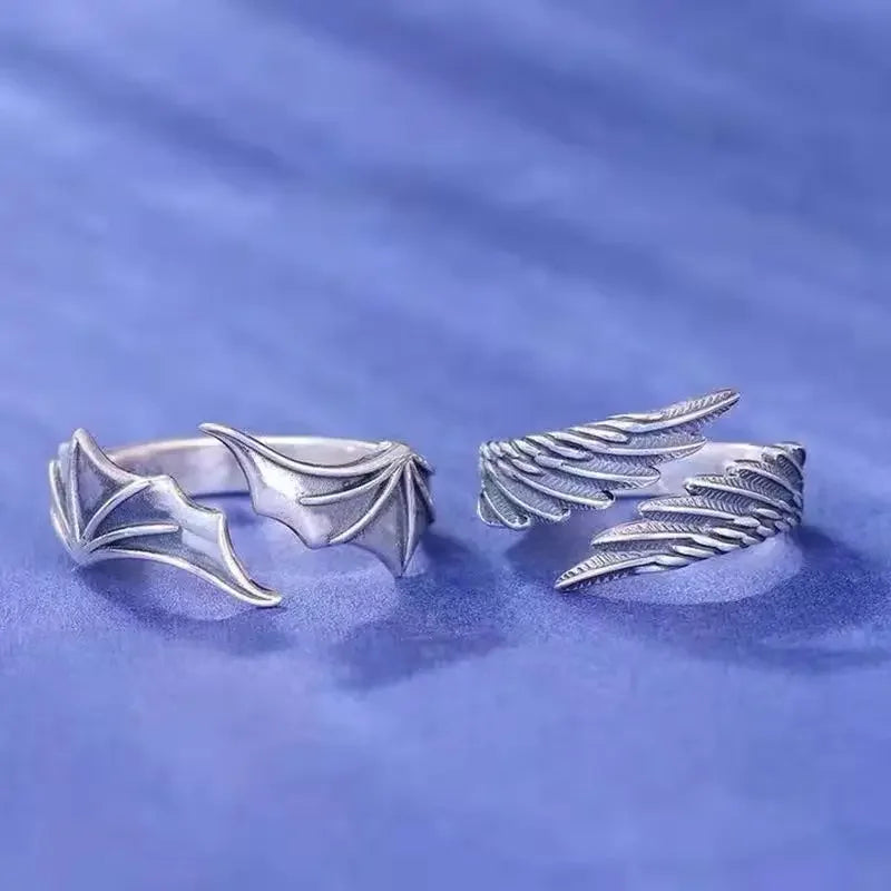 Retro Angel Demon Wing Couples Ring – Adjustable Charm Couples Ring Qme