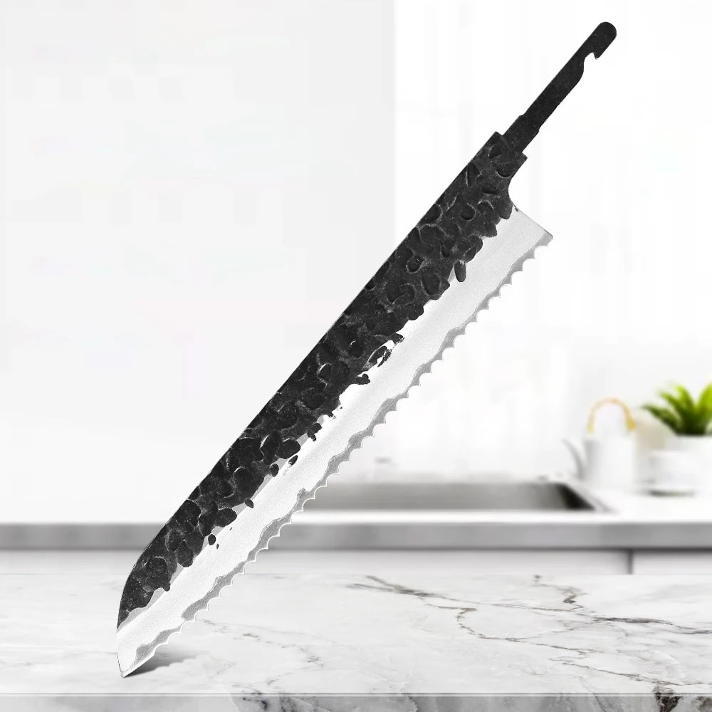 DASHWAY 8.5" Serrated Bread Knife Blank Blade – DIY Full Tang Knife Blank Blade Qst