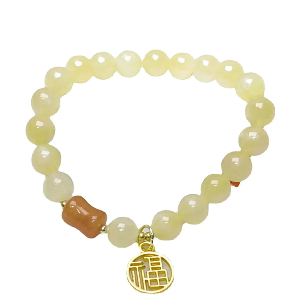 Fu Character Lucky Jade Crystal Antique Bracelet Crystal Antique Bracelet Qme