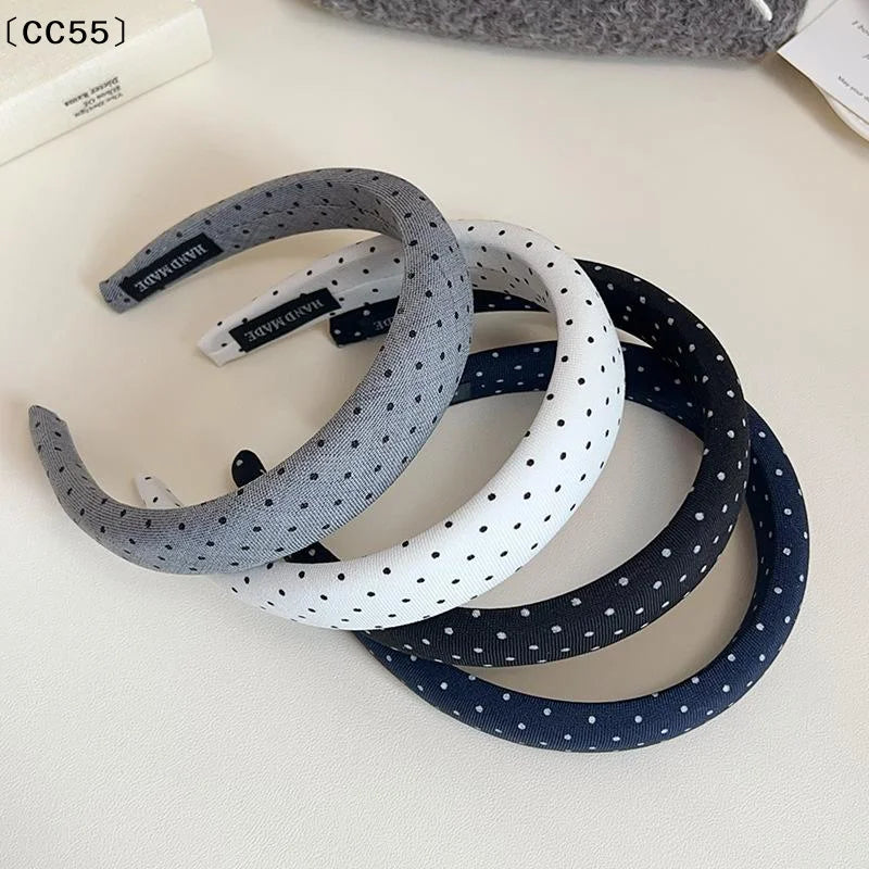Polka Dot Padded Headband – Thick Sponge Hair Hoop, Multicolor Padded Headband Qst