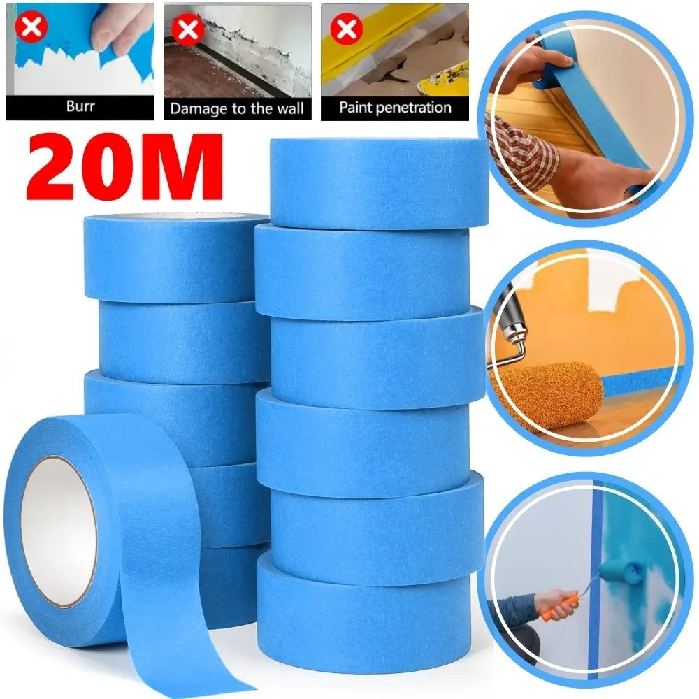 Blue Painter's Masking Tape 20m | Multi-Surface | 1–3 Rolls Painter's Masking Tape Qme