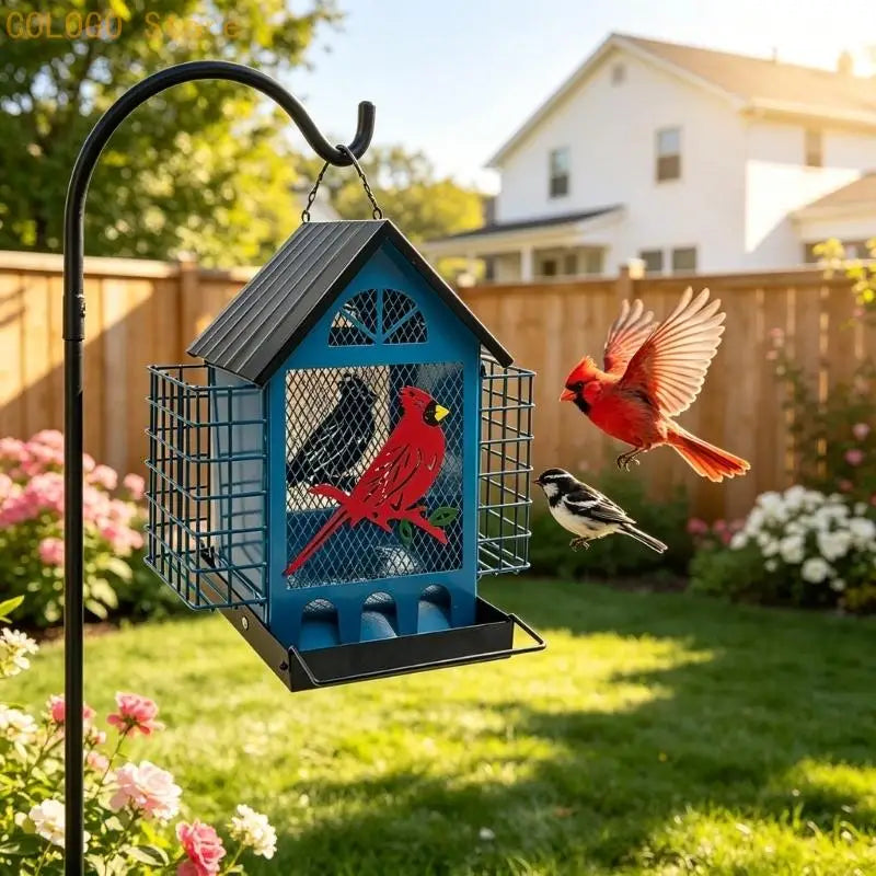 Decorative Iron Hanging Bird Feeder | Outdoor Garden Decor Hanging Bird Feeder Qme Blue CN