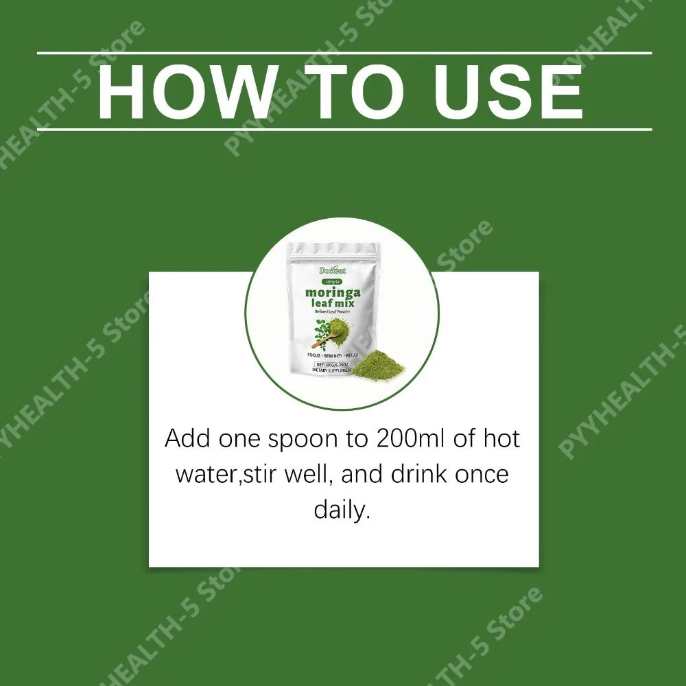 Docteat Moringa Leaf Powder | Vitamins A & C, Calcium, Iron 180g Superfood Powder Qst