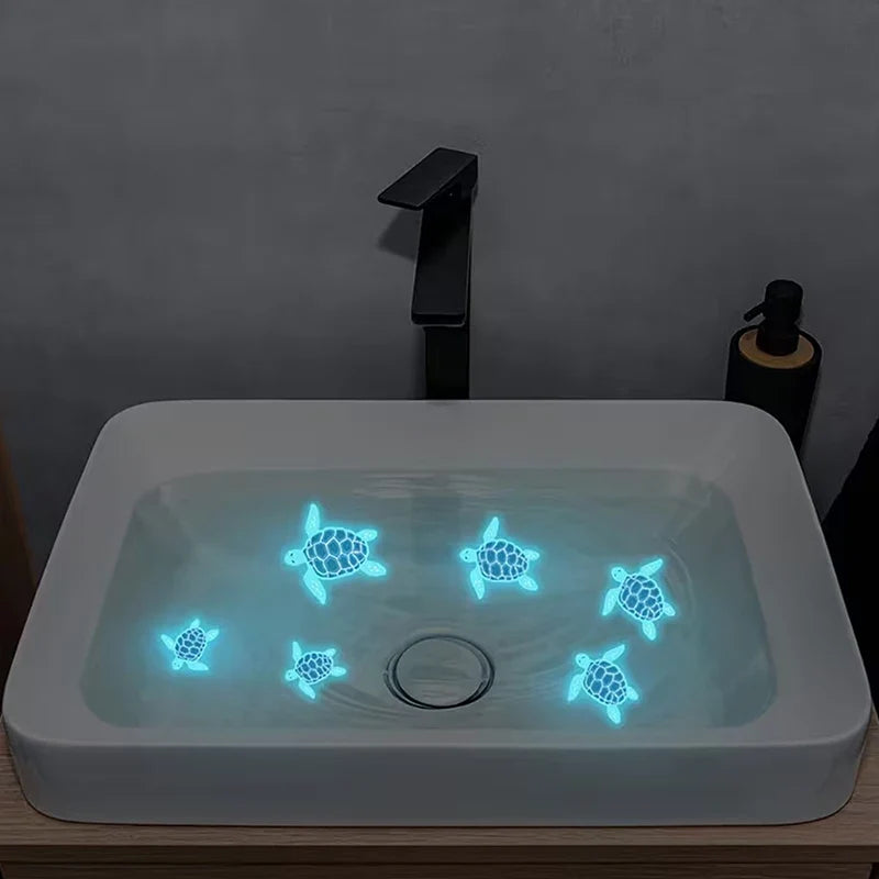 Glow-in-the-Dark Turtle Bathroom Wall Stickers – Waterproof Wall Stickers Qme