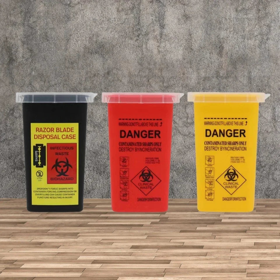 1L Sharps Container – Biohazard Needle Disposal Bin for Tattoo Sharps Disposal Container Qme