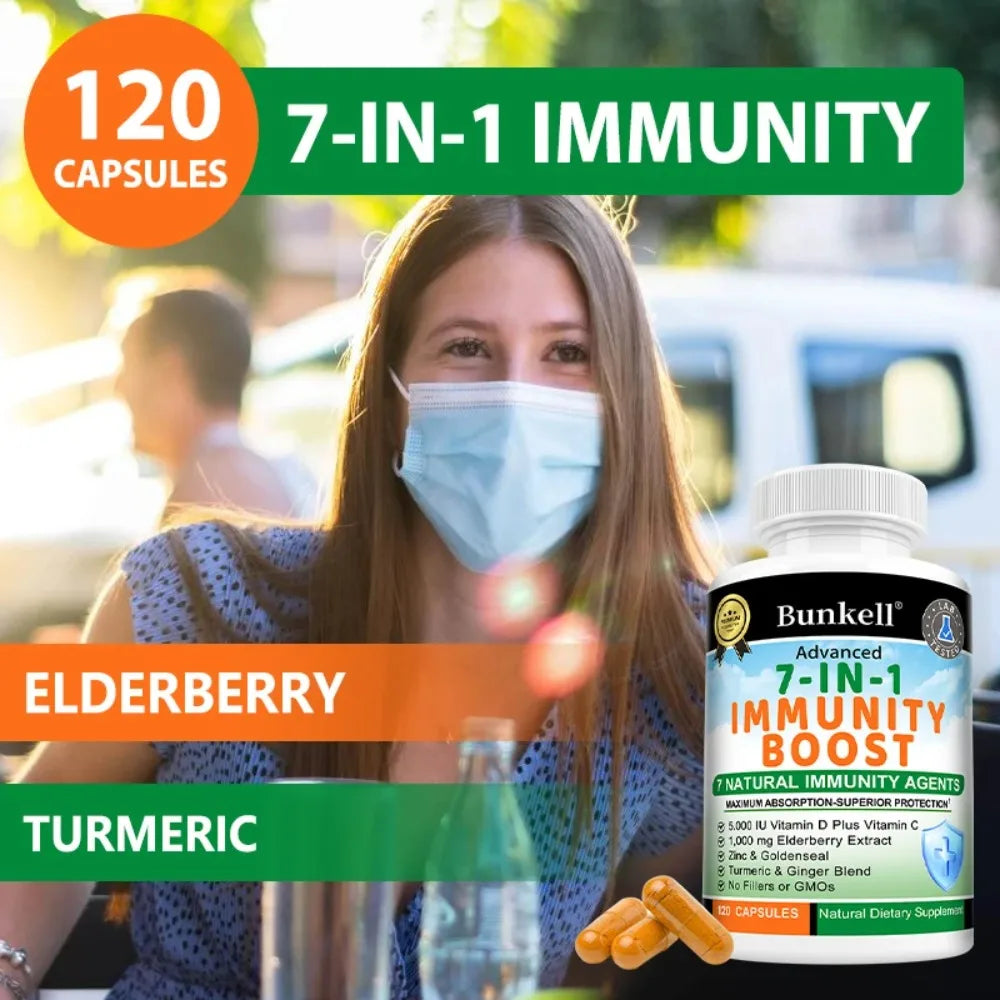 7-in-1 Immune Support Supplement – Zinc, Vitamin C, D3, Elderberry Immune Support Supplement Qst