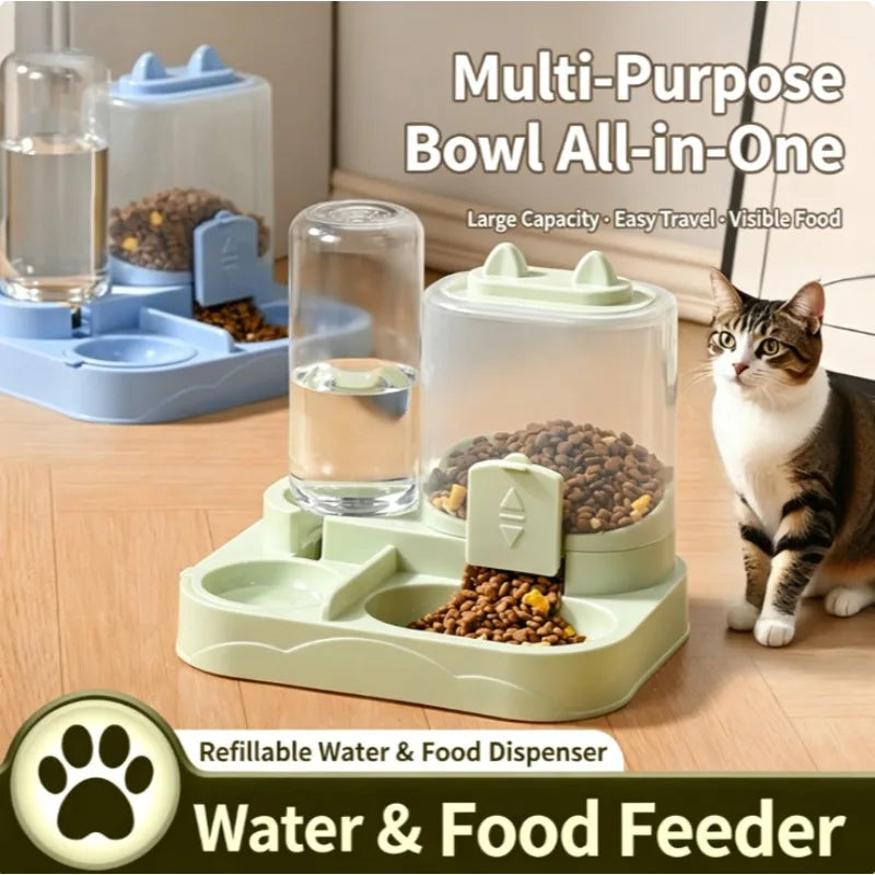 2-in-1 Large Pet Feeder & Water Dispenser – Dry/Wet Separation Pet Feeder Dispenser Qme