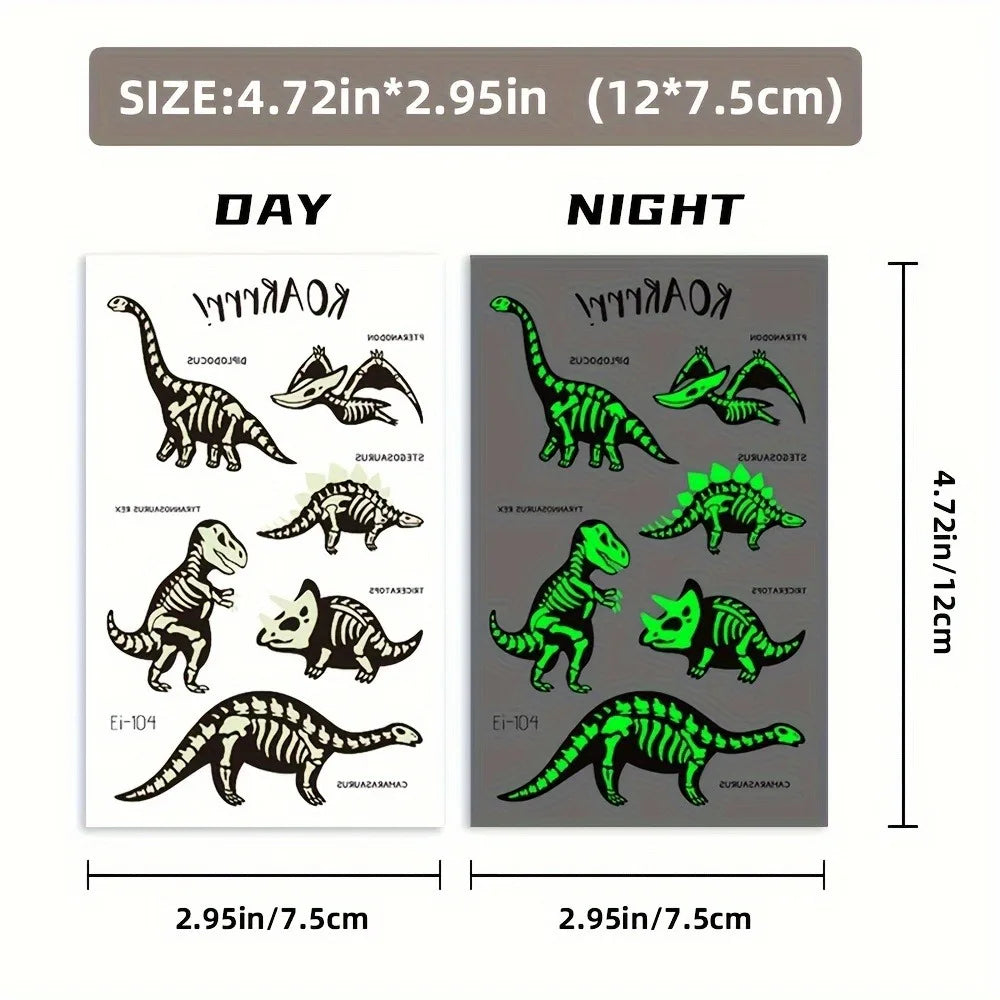 Glow in the Dark Dinosaur Temporary Tattoos – 24 Sheets Temporary Tattoos Qme