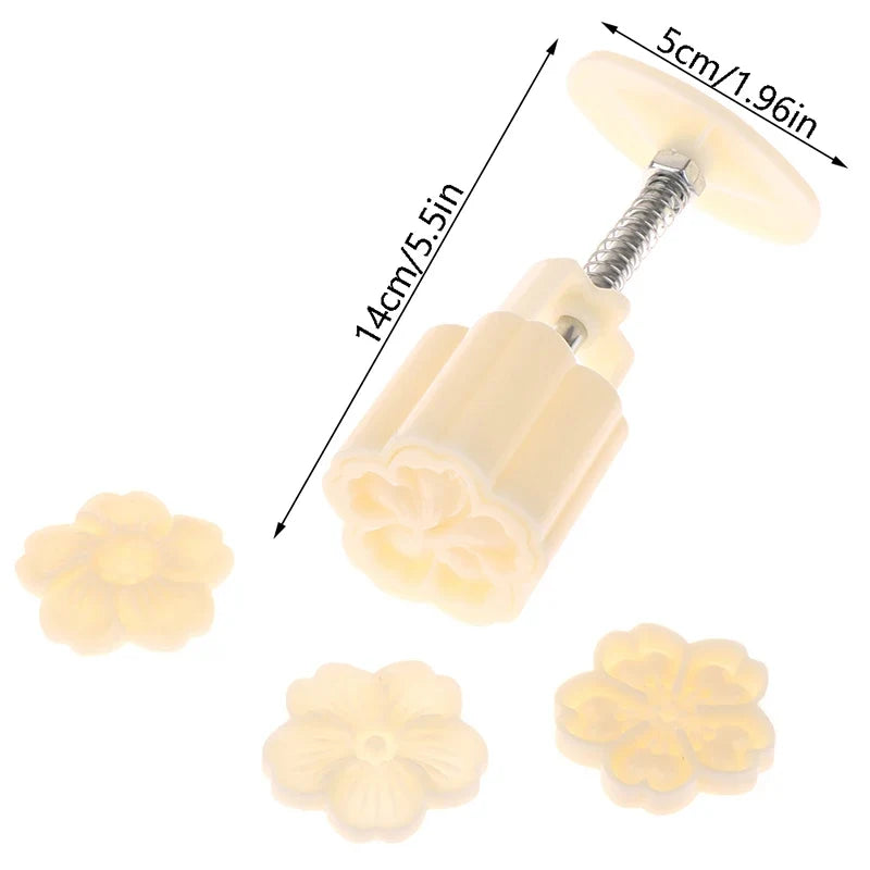 Cherry Blossom Mooncake Mold DIY Hand Press Pastry Tool Mooncake Baking Mold Qme