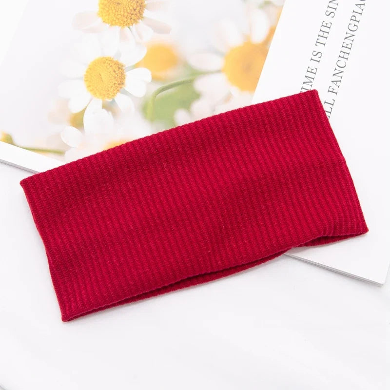 Women's Cotton Wide Turban Twisted Knotted Headband – 11 Colors Turban Headband Qme Red