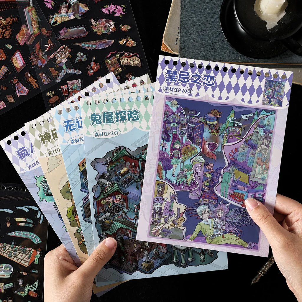 Gothic Horror Diorama Sticker Book – DIY Scrapbooking & Journal DIY Sticker Book Qme