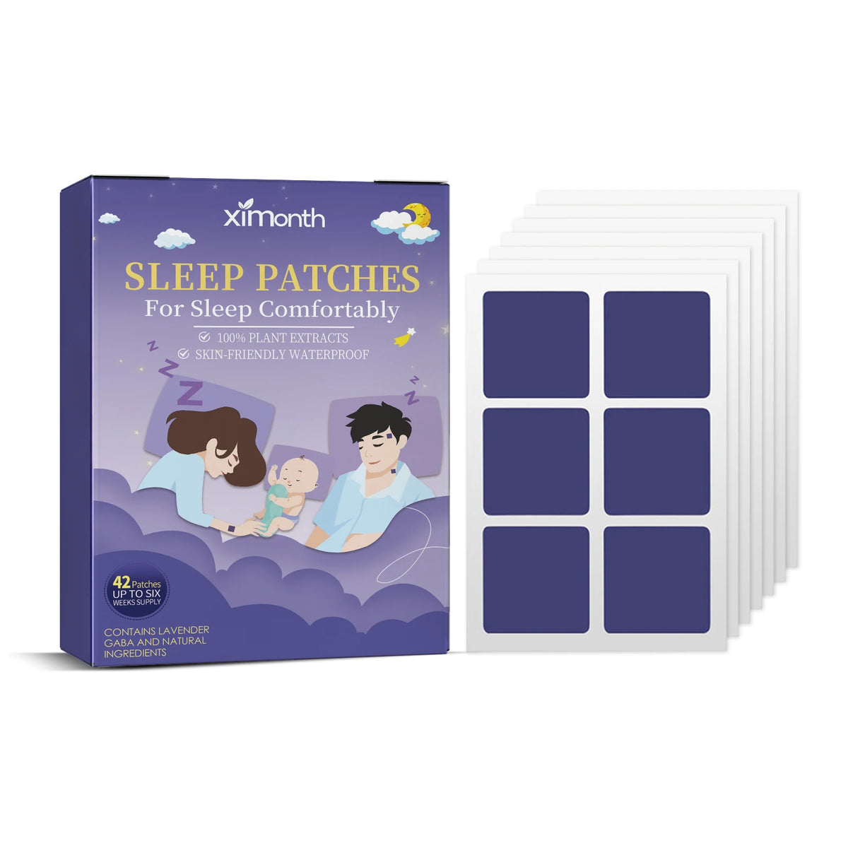 Relaxing Sleep Patches – Soothing Plant-Based Stickers, 42 ct Sleep Aid Patch Qst 42pcs boxed