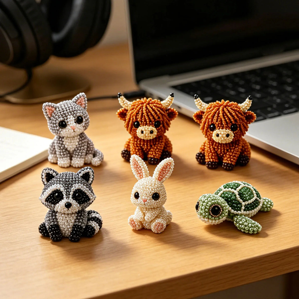 3D DIY Animal Beading Figurine Kit – Creative Bead Art Set DIY Beading Kit Qme