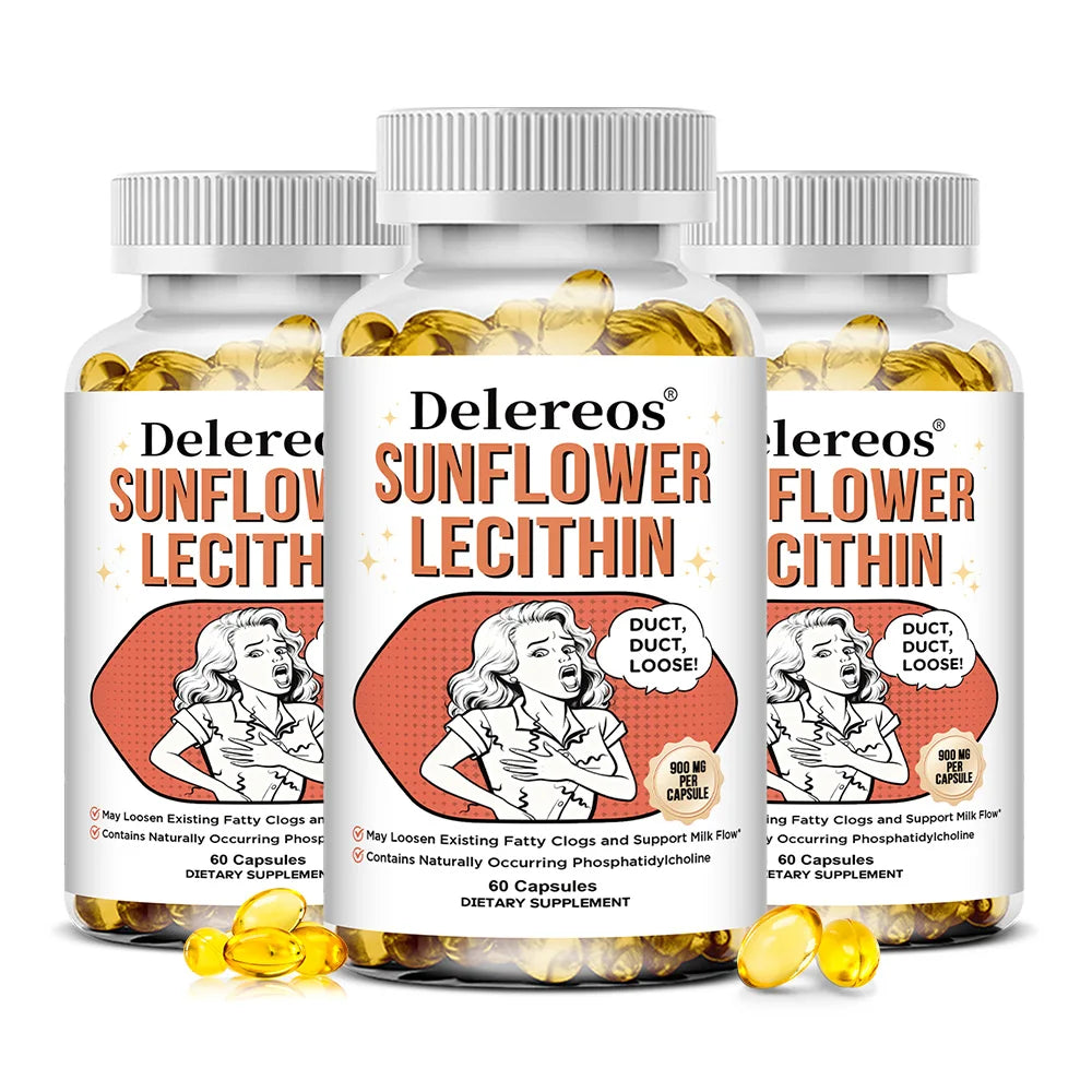 Sunflower Lecithin Softgels 900mg – Gluten-Free, Made in USA Lecithin Supplement Qst 60 count-3 bottle