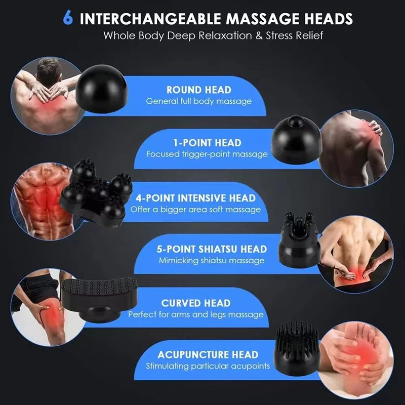 Electric Dolphin Percussion Massager – 6 Heads, Full Body Percussion Handheld Massager Qst