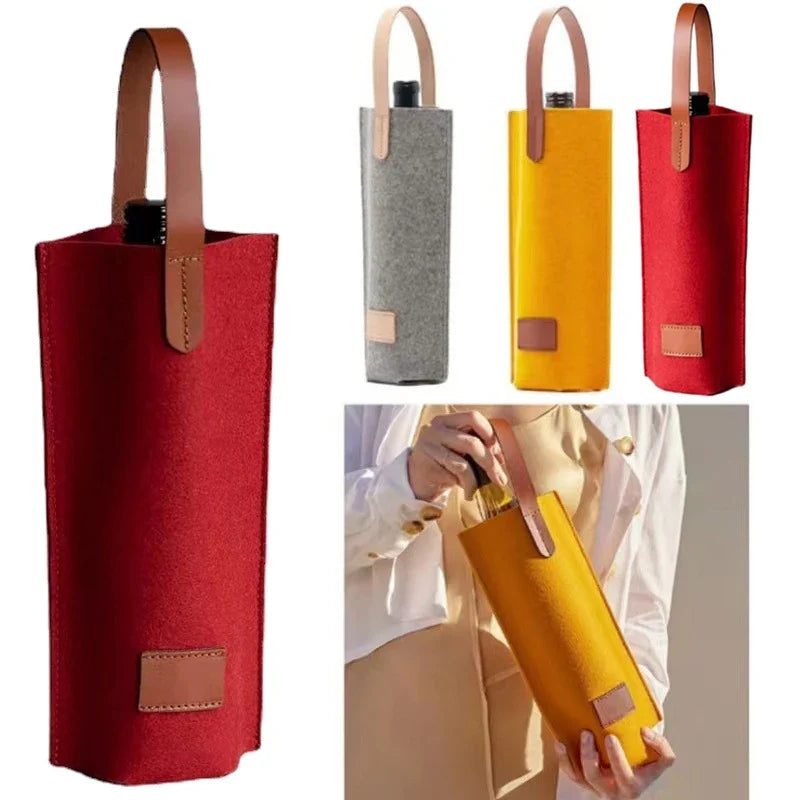 Felt Single Bottle Insulated Wine Tote Bag – Padded Carrier Wine Bottle Tote Bag Qme