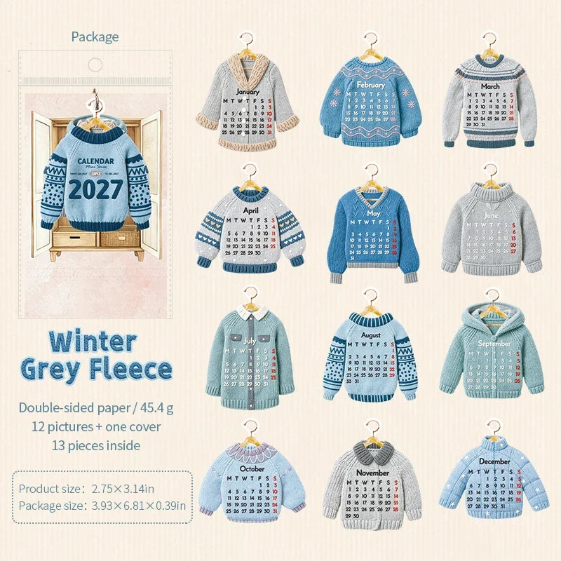 2027 Wardrobe-Shaped Mini Desk Calendar – Cute Creative Design Mini Desk Calendar Qme D