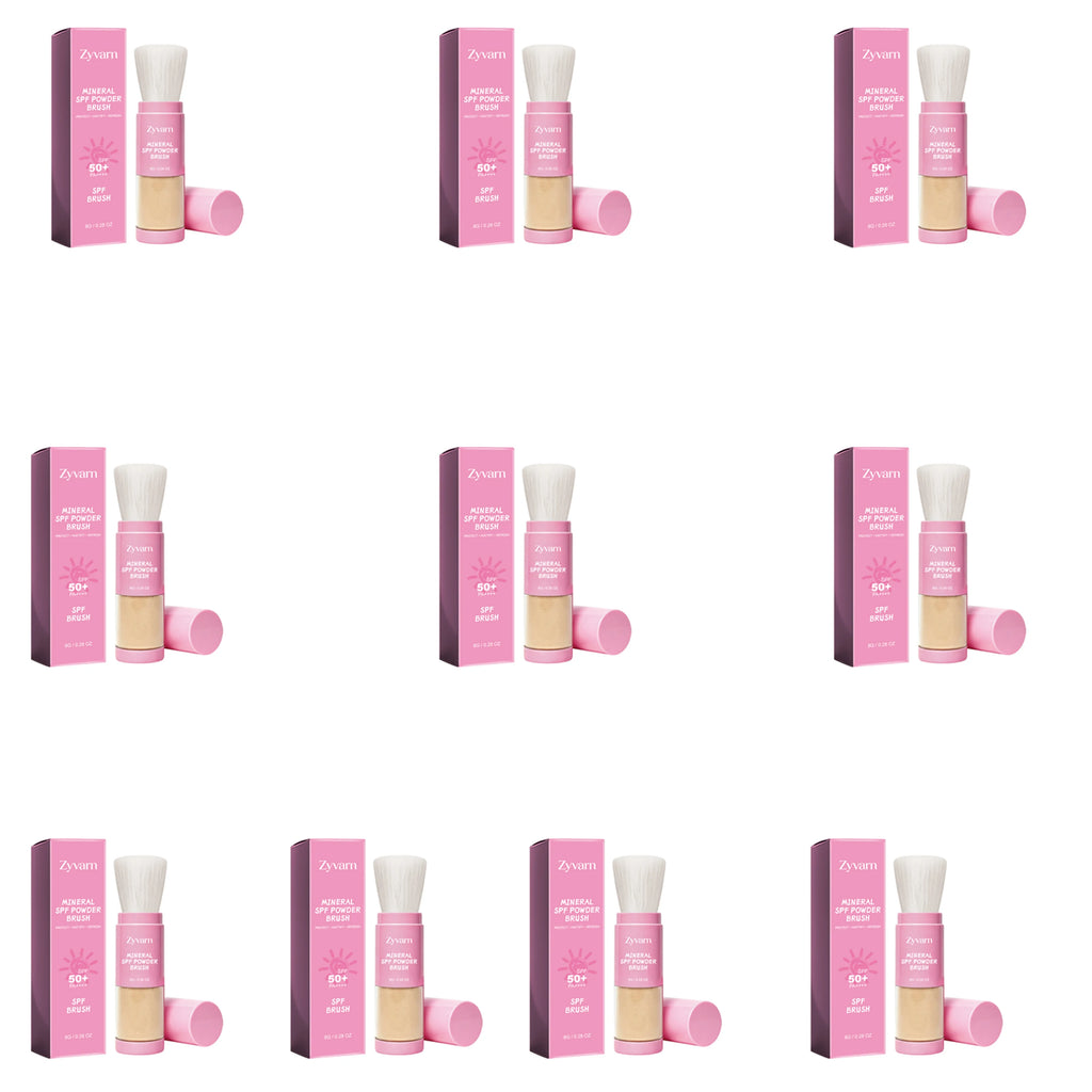 Zyvarn SPF50+ Mineral Sunscreen Powder Brush – Matte Finish Mineral Sunscreen Powder Qst 10pcs