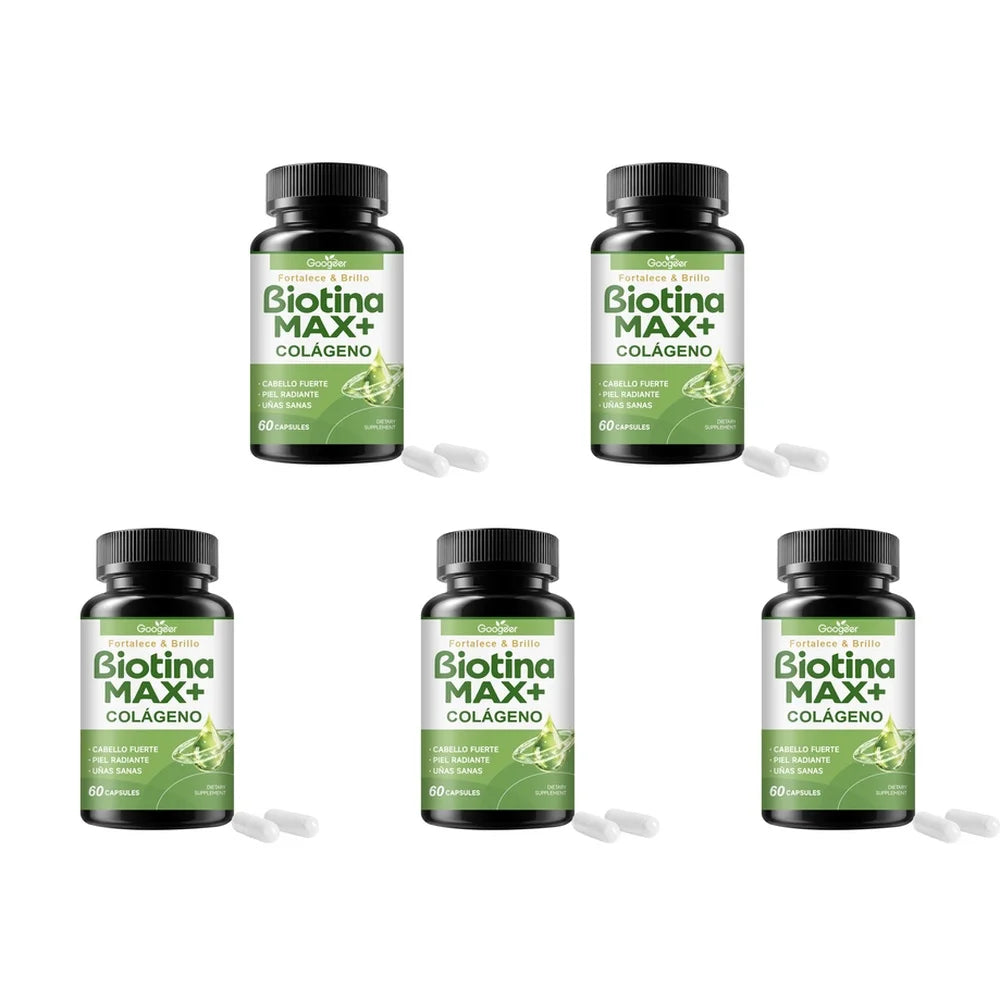 Googeer Biotin Collagen Capsules – Hair, Skin & Nail 60ct Beauty Supplement Qst 5 bottles 300 pieces