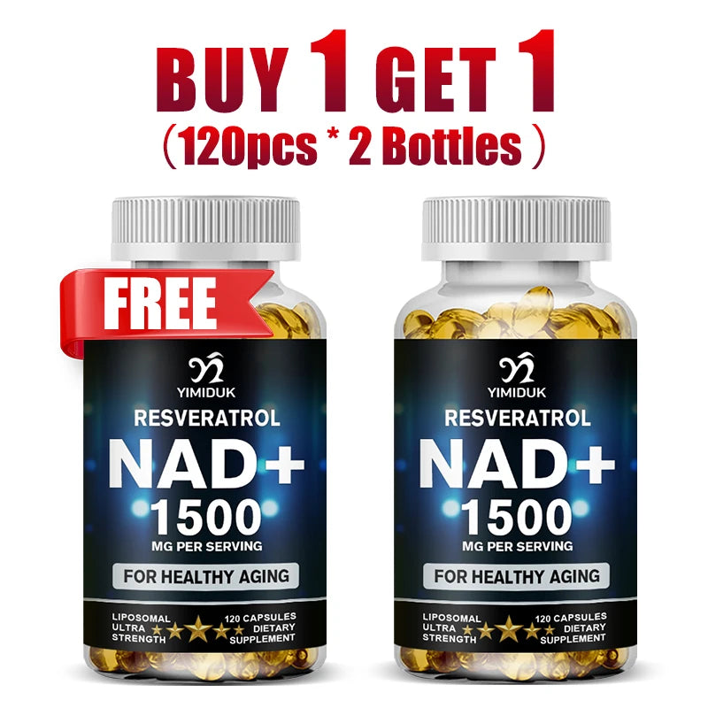 Yimiduk NAD 1500mg Capsules – Cellular Energy & Aging Support NAD Supplement Capsules Qst 120pcs-2 Bottles
