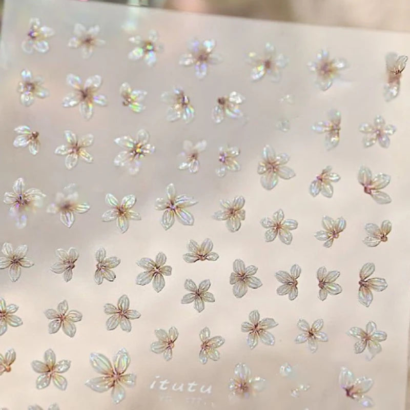 5-Petal Flower Nail Decals – DIY Floral Nail Stickers Nail Art Stickers Qst Champagne