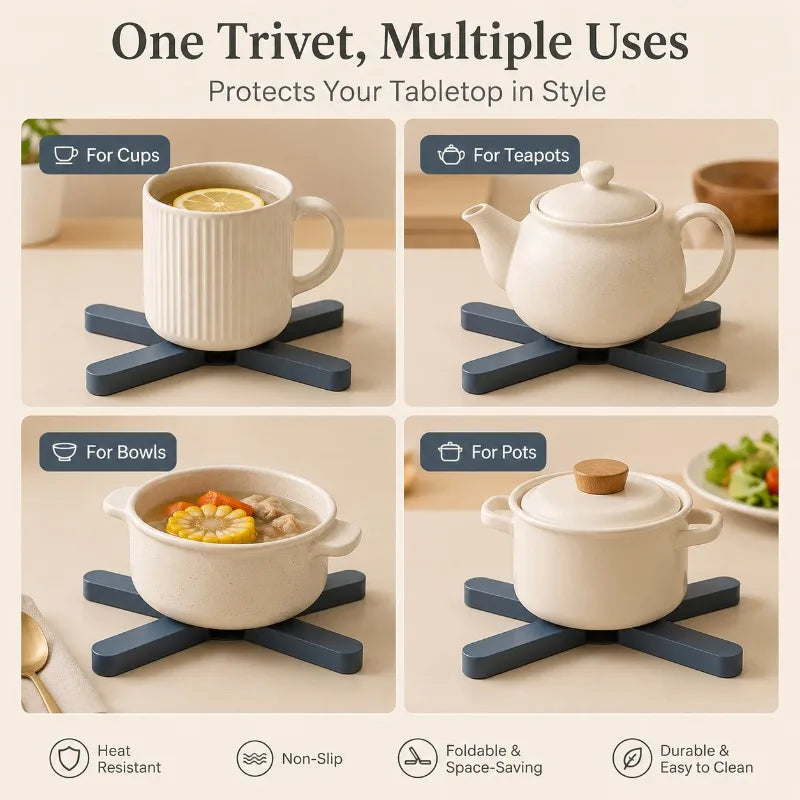 X-Shaped Folding Non-Slip Pot Mat & Placemat | 7 Colors Pot Mat Trivet Qme