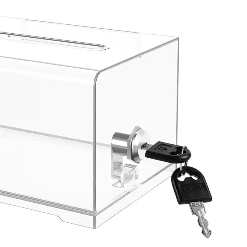Acrylic Ballot Box Tip Jar with Lock & Sign Holder Acrylic Ballot Box Qme