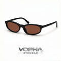VOPHA Narrow Rectangle Sunglasses UV400 Vintage 90s Unisex Vintage Sunglasses Qst Black Brown