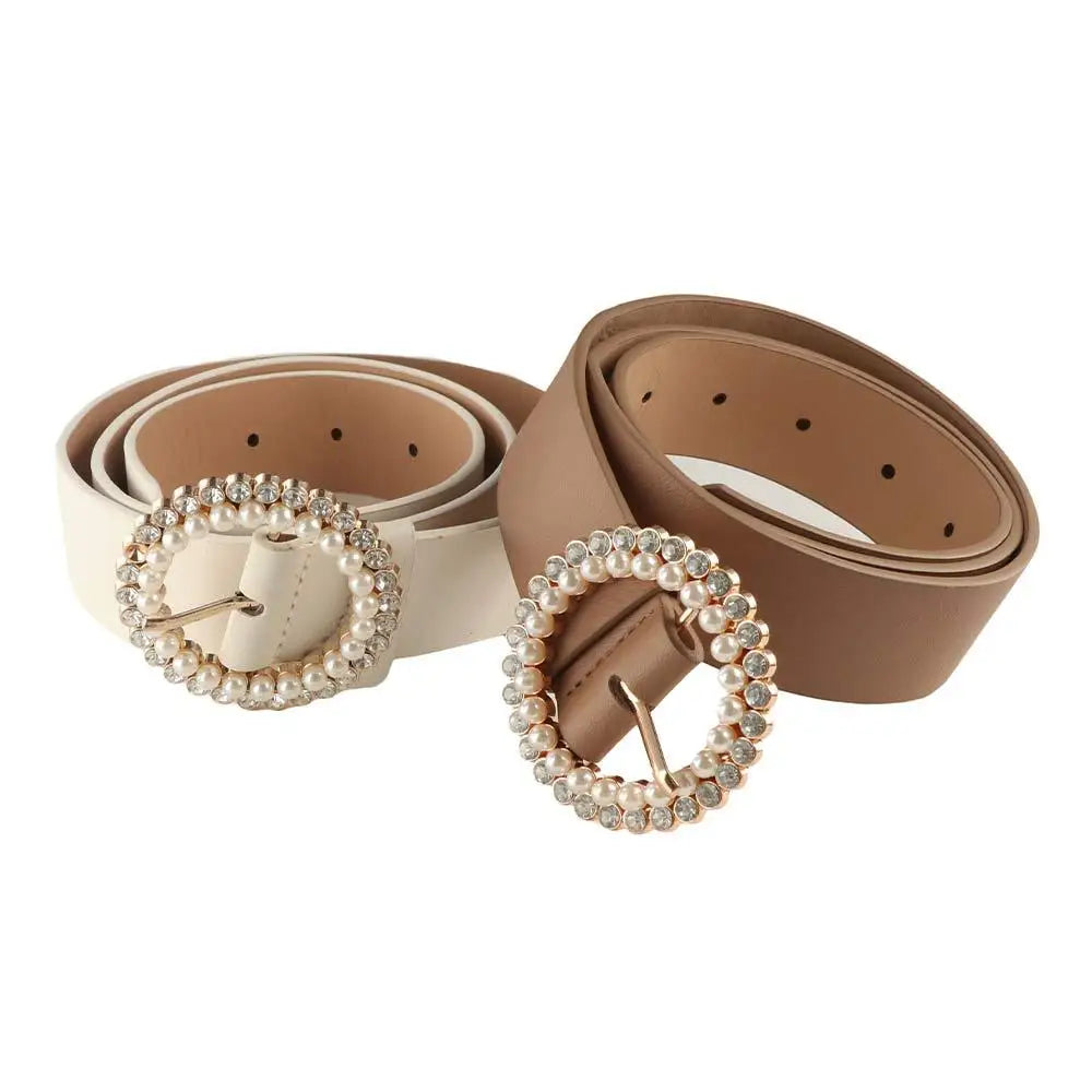 Vintage Round Buckle PU Leather Belt | Elegant Korean Fashion Fashion Belt Qme