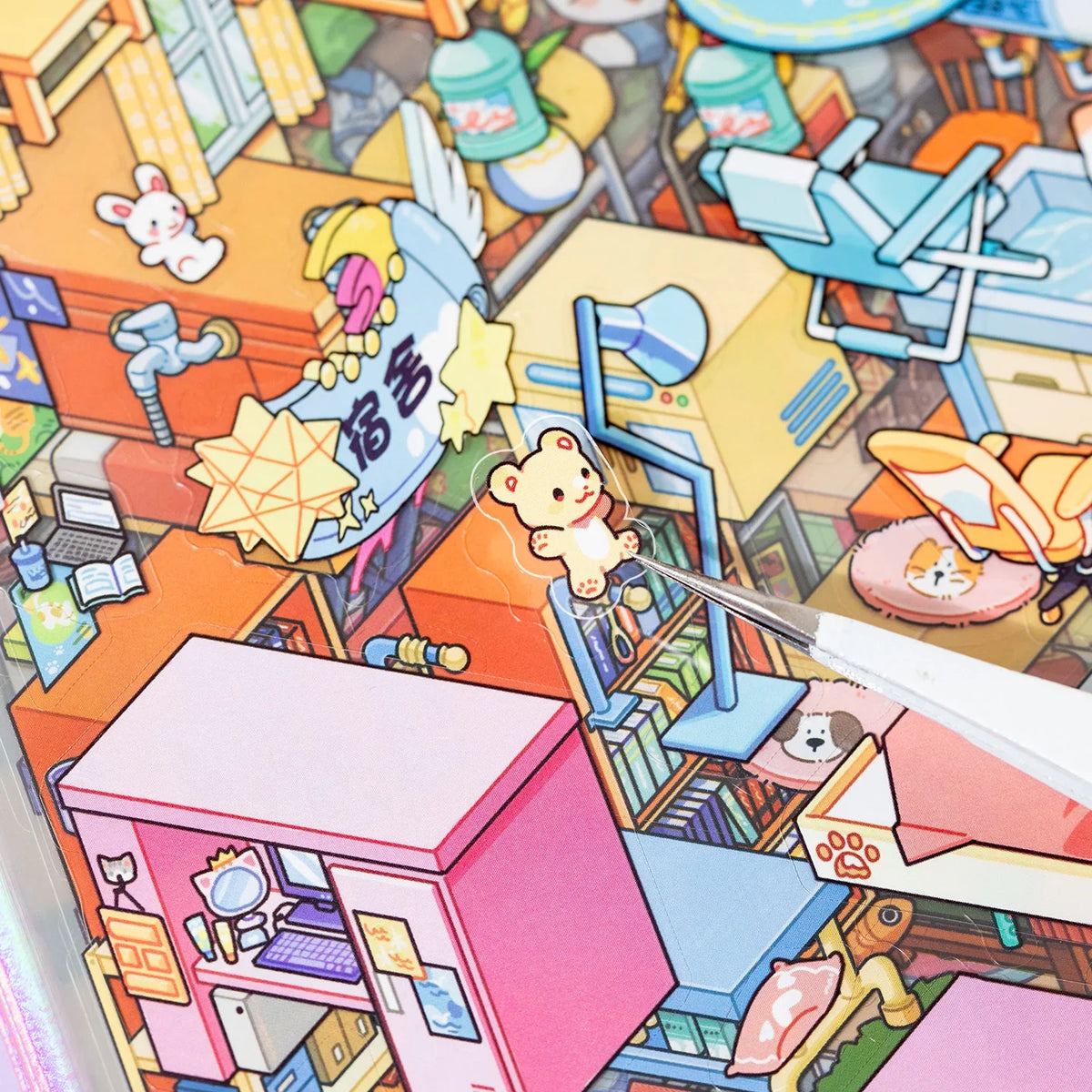 Cute Cat 3D Diorama Coil Sticker Book – 45 Sheets DIY Craft DIY Sticker Book Qme