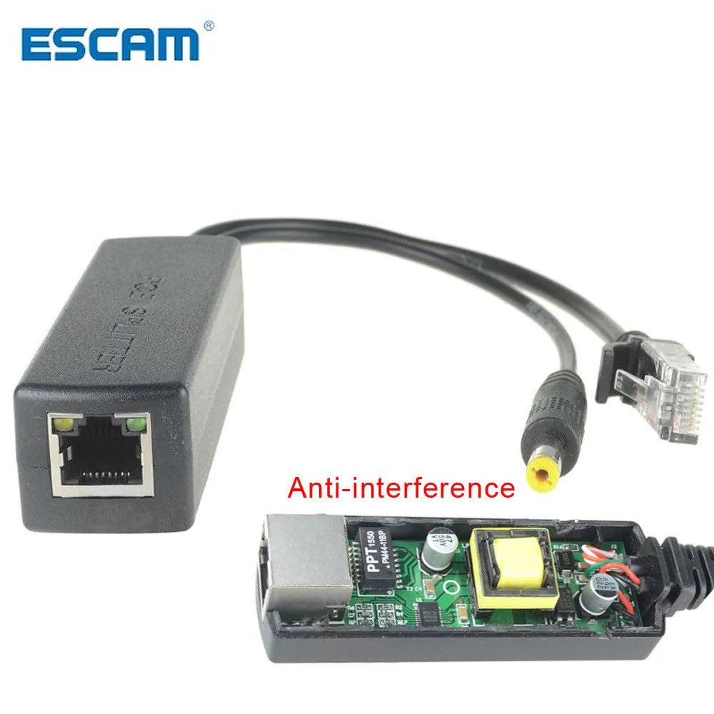 48V to 12V PoE Splitter 15W Anti-Interference Adapter Cable PoE Splitter Adapter Qme White 15W 5pcs