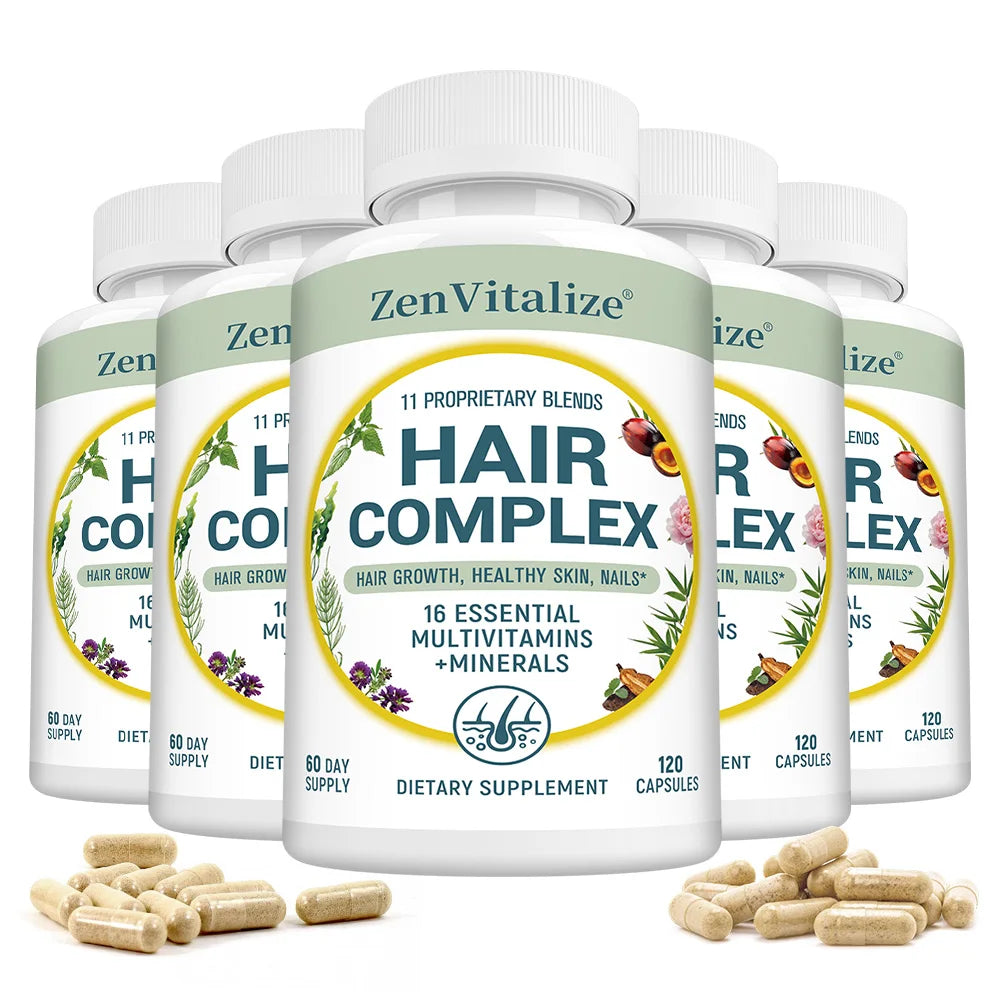 Hair Growth Supplement – Biotin, Vitamins A B C D E, Zinc & Iron 120ct Hair Growth Supplement Qst 120 count-5 bottle