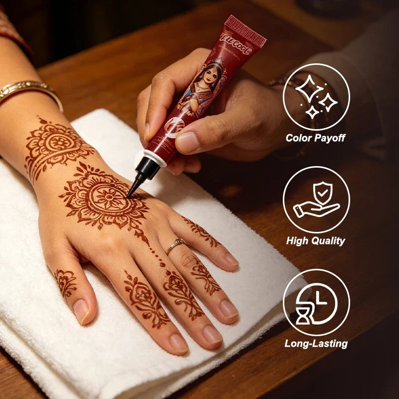 Temporary Tattoo Cream Paste – Brown, Black & Red | 3 Colors Temporary Tattoo Paste Qme