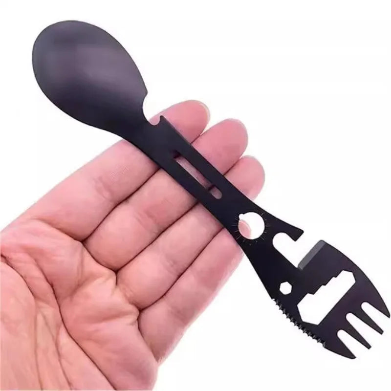 10-in-1 Camping Multitool Fork Spoon Stainless Steel Utensil Camping Multitool Utensil Qme