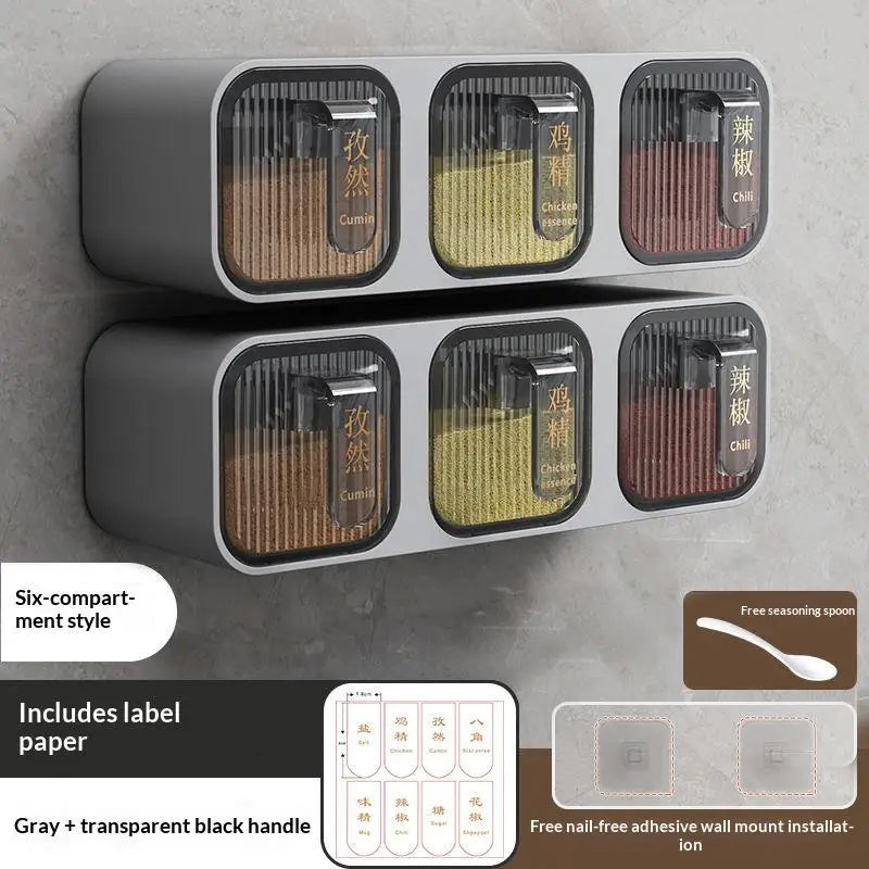 Wall-Mounted Multi-Spice Box Kitchen Organizer | ABS Rack Spice Box Organizer Qme A