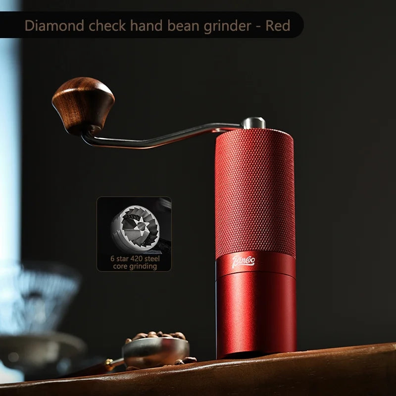BINCOO Manual Coffee Grinder – Titanium Burr Hand Mill Manual Coffee Grinder Qst Red
