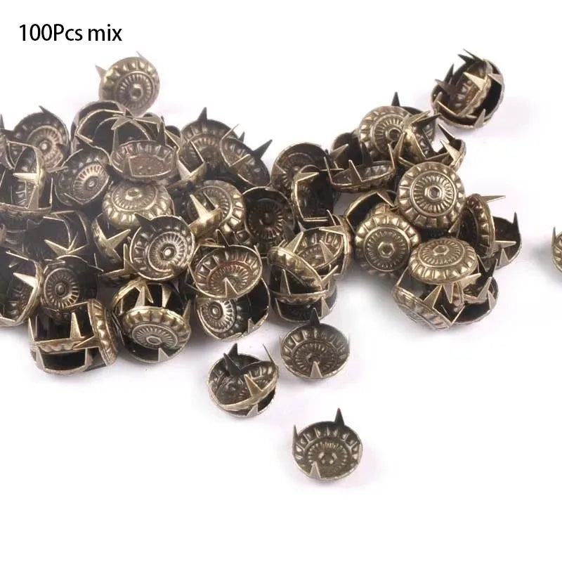 Bronze Iron Stud Spikes Brads 100pcs – Clothes & Scrapbook Embellishment Craft Embellishments Qme