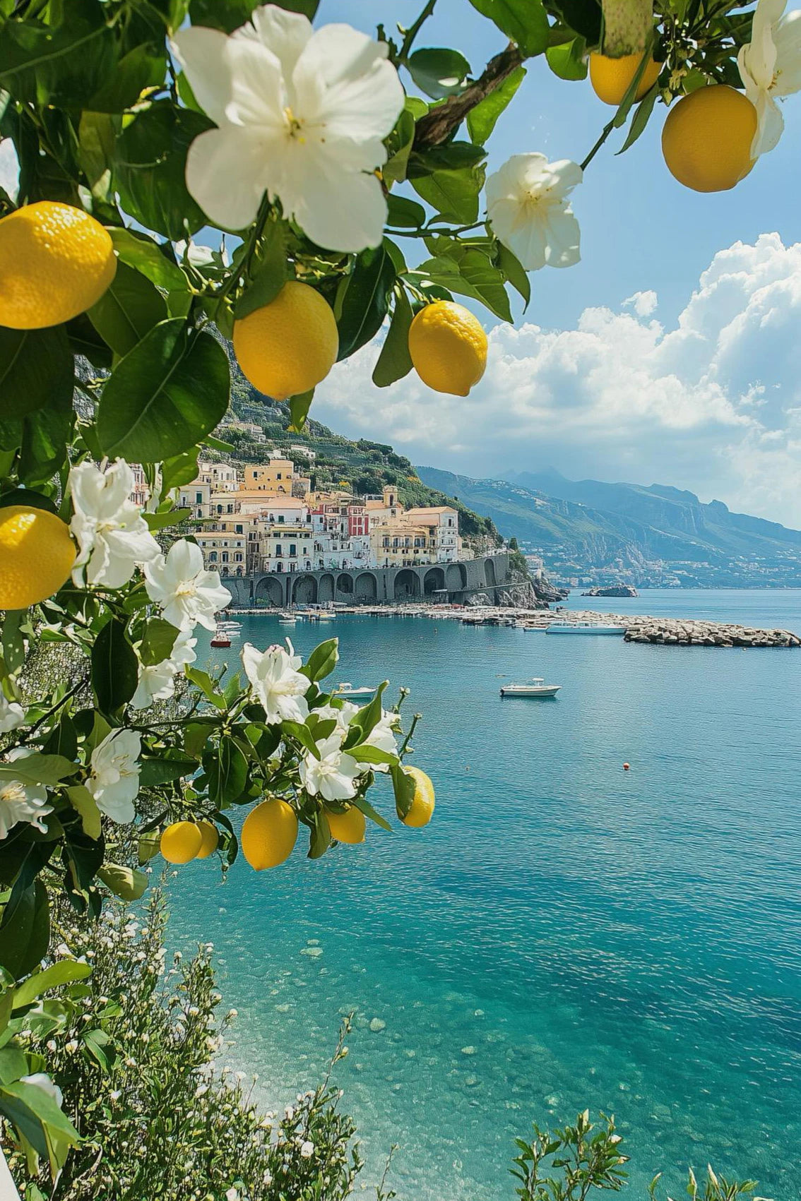 Mediterranean Landscape Canvas Wall Art – Lemon Olive Tree Poster Canvas Wall Art Qst by-9 50x70cm Unframed