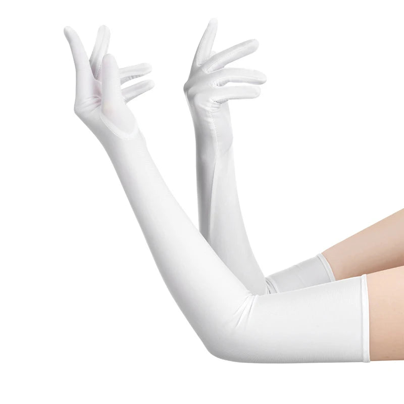 Women's Elbow-Length Spandex Gloves – Party, Wedding & Performance Long Spandex Gloves Qst