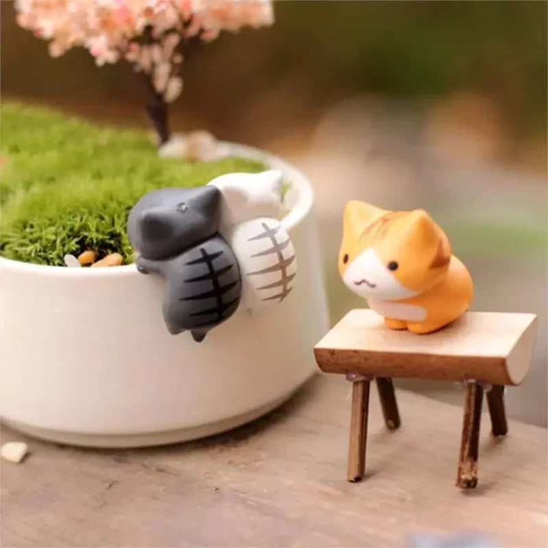 Lucky Cat Miniature Figurines – Resin Bonsai Garden Decor Miniature Figurine Qme