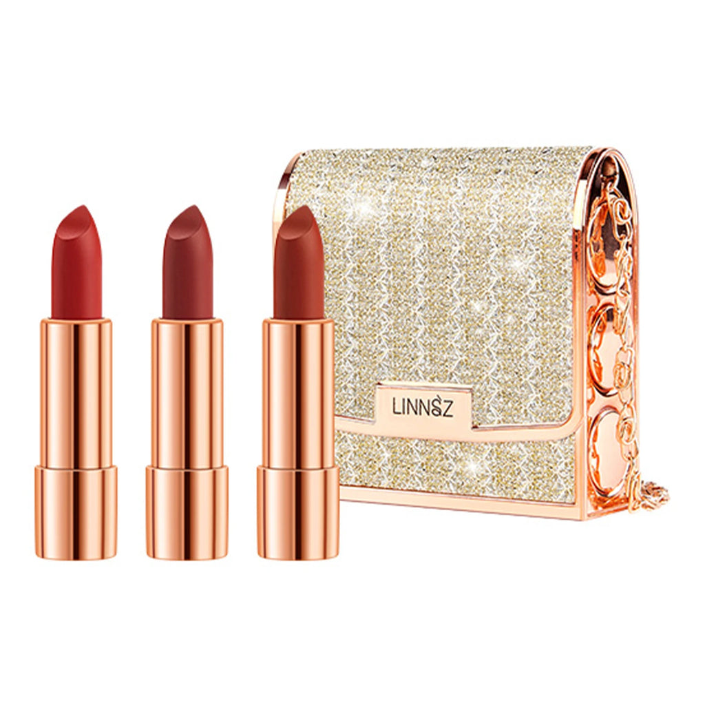Matte Lipstick Set 3 Colours – Waterproof Long-Lasting + Silver Bag Matte Lipstick Set Qst multipack Option 1