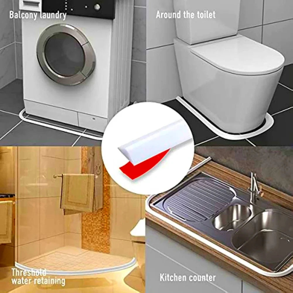 Silicone Bathroom Water Stopper Dry Wet Separation Strip Shower Water Stopper Qme