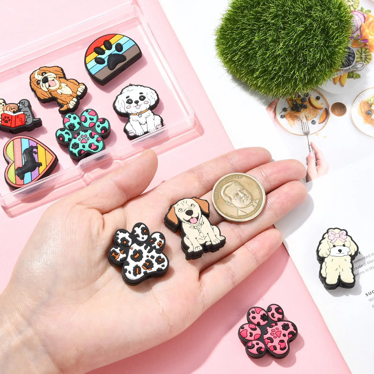 PandaHall Dog Silicone Focal Beads 12pcs – Puppy Paw Craft Beads Silicone Craft Beads Qme